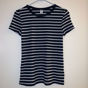 Old Navy blue and white striped ribbed t shirt